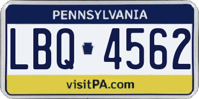 PA license plate LBQ4562