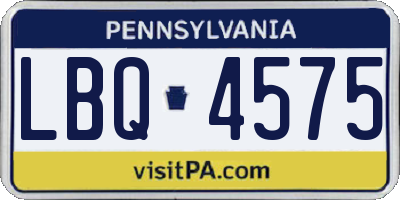 PA license plate LBQ4575