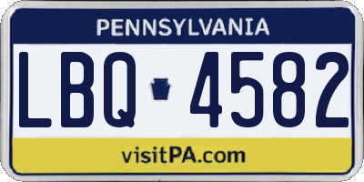 PA license plate LBQ4582