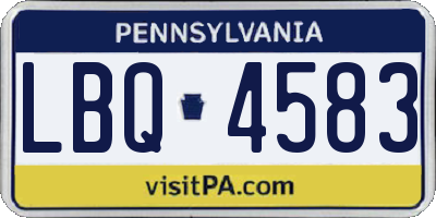 PA license plate LBQ4583
