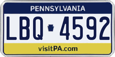 PA license plate LBQ4592
