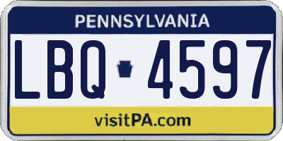 PA license plate LBQ4597