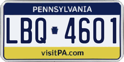 PA license plate LBQ4601