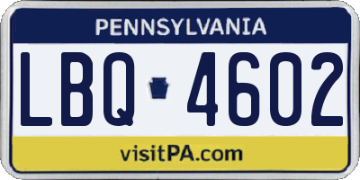 PA license plate LBQ4602