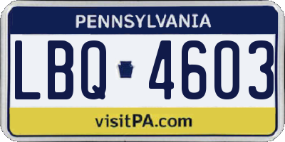 PA license plate LBQ4603