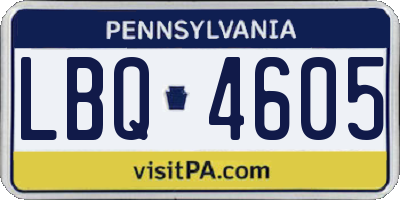 PA license plate LBQ4605