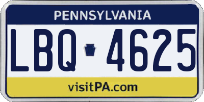 PA license plate LBQ4625