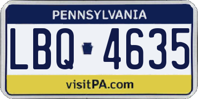 PA license plate LBQ4635