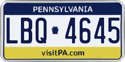 PA license plate LBQ4645