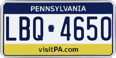 PA license plate LBQ4650