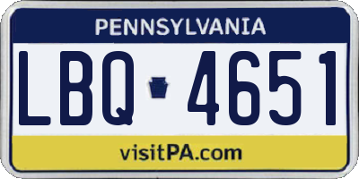 PA license plate LBQ4651