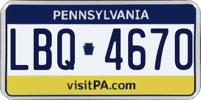 PA license plate LBQ4670