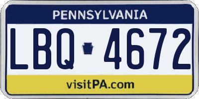 PA license plate LBQ4672
