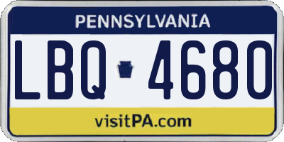 PA license plate LBQ4680