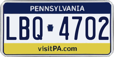 PA license plate LBQ4702