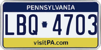 PA license plate LBQ4703