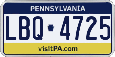 PA license plate LBQ4725