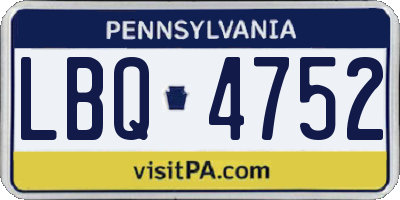 PA license plate LBQ4752