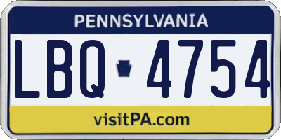 PA license plate LBQ4754
