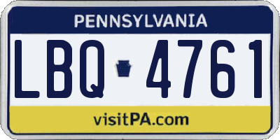 PA license plate LBQ4761