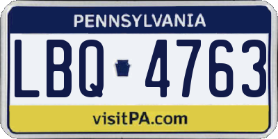 PA license plate LBQ4763