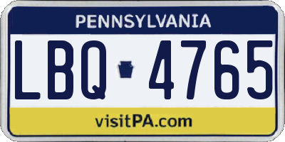 PA license plate LBQ4765