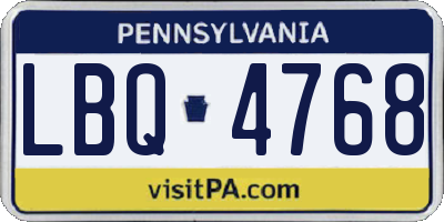 PA license plate LBQ4768