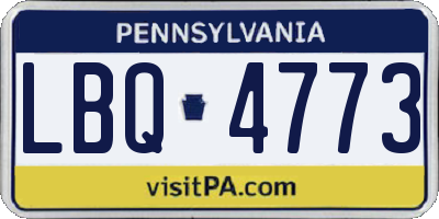 PA license plate LBQ4773