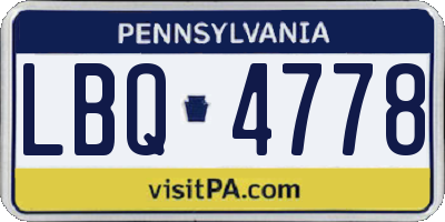 PA license plate LBQ4778