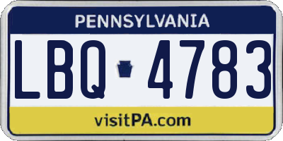 PA license plate LBQ4783