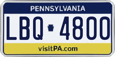 PA license plate LBQ4800