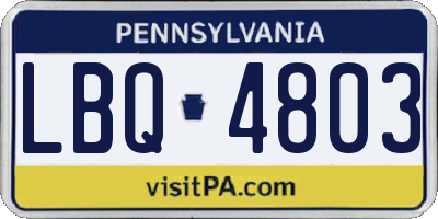 PA license plate LBQ4803