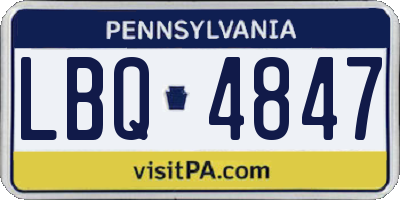PA license plate LBQ4847