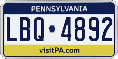 PA license plate LBQ4892