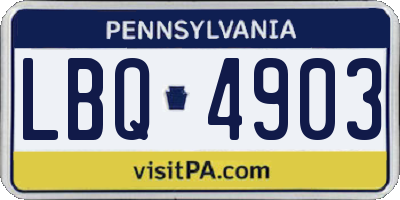 PA license plate LBQ4903