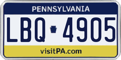 PA license plate LBQ4905