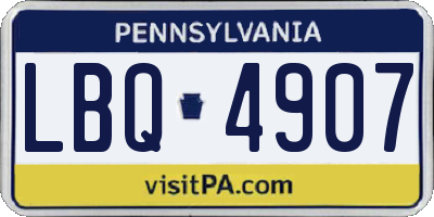 PA license plate LBQ4907