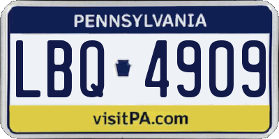PA license plate LBQ4909