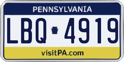 PA license plate LBQ4919
