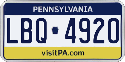 PA license plate LBQ4920