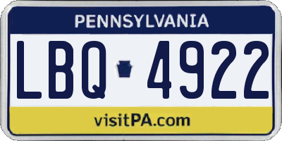 PA license plate LBQ4922