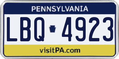 PA license plate LBQ4923