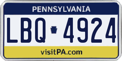 PA license plate LBQ4924