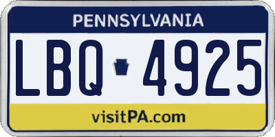 PA license plate LBQ4925