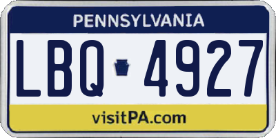 PA license plate LBQ4927
