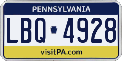 PA license plate LBQ4928