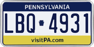 PA license plate LBQ4931