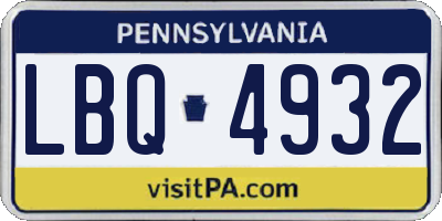 PA license plate LBQ4932