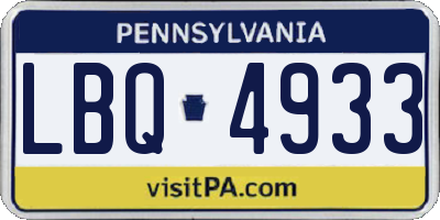 PA license plate LBQ4933