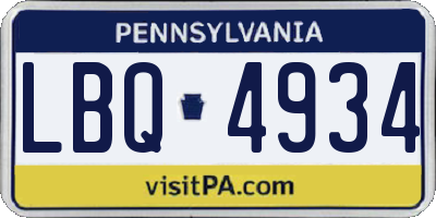 PA license plate LBQ4934
